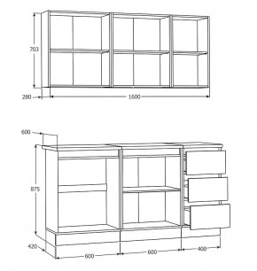 Кухня Хилтон 1.6 м (Белый текстурный/Дуб Вотан) в Приобье - priobie.mebel24.online | фото 3