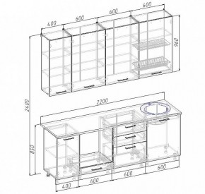 Кухонный гарнитур Антрацит 2200 (Стол. 26мм) в Приобье - priobie.mebel24.online | фото 3