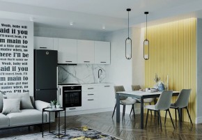 Кухонный гарнитур Белый Глянец 2550 (Стол. 26мм) в Приобье - priobie.mebel24.online | фото 1
