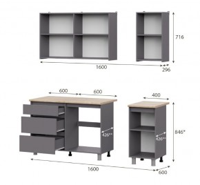 Кухонный гарнитур ДЕНВЕР (1600) Графит серый/Дуб Сонома в Приобье - priobie.mebel24.online | фото 2