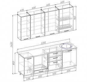 Кухонный гарнитур Вегас 2200 (Стол. 26мм) в Приобье - priobie.mebel24.online | фото 2
