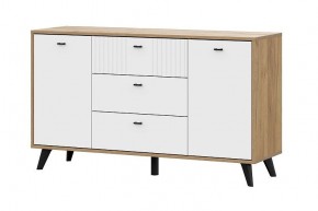 МИЛАН Комод 3 ящика двухстворчатый (Белый Матовый) в Приобье - priobie.mebel24.online | фото