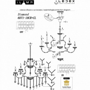 Подвесная люстра iLamp Diamond 6071-18 CR+CL в Приобье - priobie.mebel24.online | фото 2
