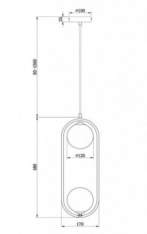 Подвесной светильник Maytoni Ring MOD013PL-02B в Приобье - priobie.mebel24.online | фото 4