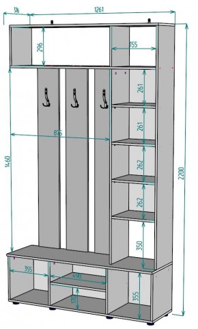 Прихожая с зеркалом V19_M в Приобье - priobie.mebel24.online | фото 2