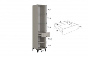РИЧ Шкаф однодверный со стеклом в Приобье - priobie.mebel24.online | фото 3