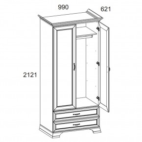 Шкаф 2DG2S, TIFFANY, цвет вудлайн кремовый в Приобье - priobie.mebel24.online | фото 3