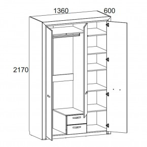 Шкаф 3D2S Z, OLIVIA, цвет вудлайн крем/дуб анкона в Приобье - priobie.mebel24.online | фото