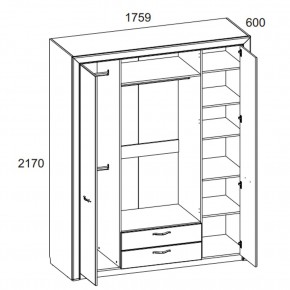 Шкаф 4D2S Z, OLIVIA, цвет вудлайн крем/дуб анкона в Приобье - priobie.mebel24.online | фото