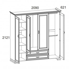 Шкаф 4D2S Z, TIFFANY, цвет вудлайн кремовый в Приобье - priobie.mebel24.online | фото 1