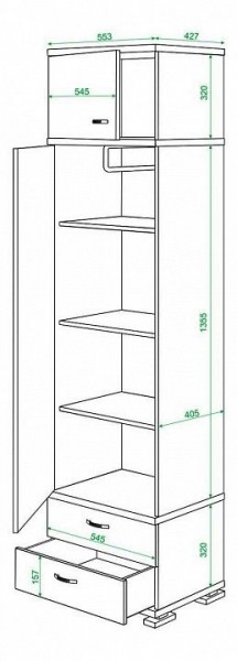 Шкаф платяной Домино КС-10 в Приобье - priobie.mebel24.online | фото 3