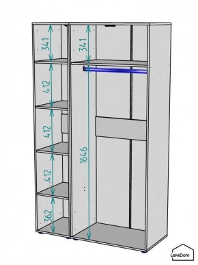Шкаф Linnea MHR-3-1 2050х1200х510 (Графит-М 11.1.25) в Приобье - priobie.mebel24.online | фото 3