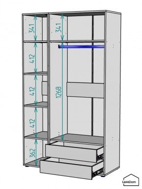 Шкаф Linnea MHR-3-2 2050х1200х510 (Графит-М 11.1.25) в Приобье - priobie.mebel24.online | фото 3