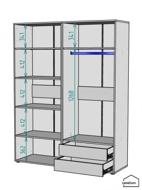 Шкаф Linnea MHR-4-2 2050х1600х510 (Графит-М 11.1.25) в Приобье - priobie.mebel24.online | фото 3