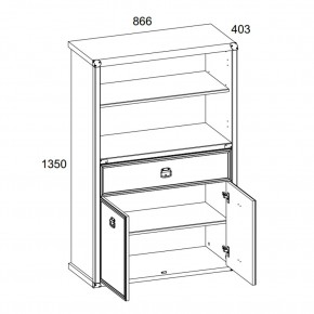 Шкаф открытый 2D1S, MAGELLAN, цвет Сосна винтаж в Приобье - priobie.mebel24.online | фото 3