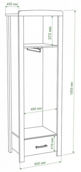 Шкаф платяной Бартоло Ш1Д в Приобье - priobie.mebel24.online | фото 2