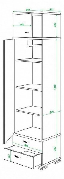 Шкаф платяной Домино КС-10 в Приобье - priobie.mebel24.online | фото 3