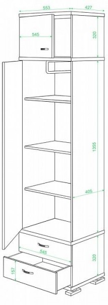 Шкаф платяной Домино КС-10 в Приобье - priobie.mebel24.online | фото 2