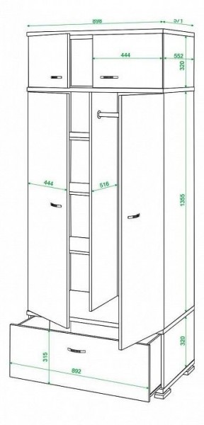 Шкаф платяной Домино КС-20 в Приобье - priobie.mebel24.online | фото 3