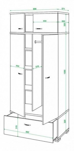 Шкаф платяной Домино КС-20 в Приобье - priobie.mebel24.online | фото 3