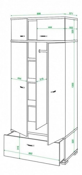 Шкаф платяной Домино КС-20 в Приобье - priobie.mebel24.online | фото 2