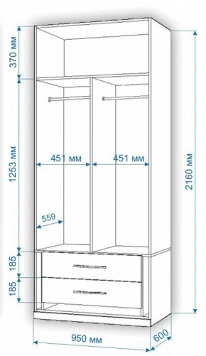 Шкаф платяной Нобиле Пл-95/60 в Приобье - priobie.mebel24.online | фото 2