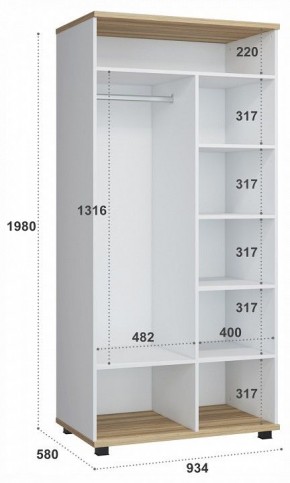 Шкаф платяной СкайЛайт СЛ-06К в Приобье - priobie.mebel24.online | фото 5