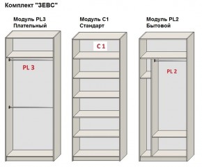 Шкаф распашной серия «ЗЕВС» (PL3/С1/PL2) в Приобье - priobie.mebel24.online | фото 2