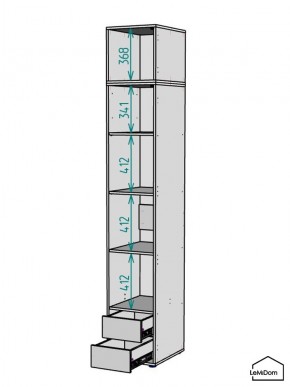Шкаф с антресолью Linnea MHR-1A-4 2450х400х510 (ДВ-М 11.1.25) в Приобье - priobie.mebel24.online | фото 3