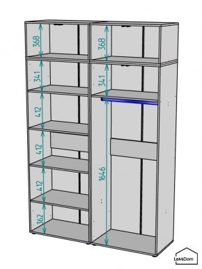 Шкаф с антресолью Linnea MHR-4A-1 2450х1600х510 (Графит-М 11.1.25) в Приобье - priobie.mebel24.online | фото 3