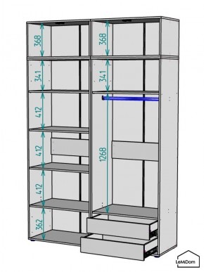 Шкаф с антресолью Linnea MHR-4A-2 2450х1600х510 (ДВ-М 11.1.25) в Приобье - priobie.mebel24.online | фото 3