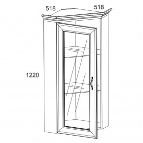 Шкаф с витриной 1VU, TIFFANY, цвет вудлайн кремовый в Приобье - priobie.mebel24.online | фото 2