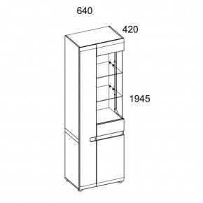 Шкаф с витриной 3D/TYP 01P, LINATE ,цвет белый/сонома трюфель в Приобье - priobie.mebel24.online | фото 2