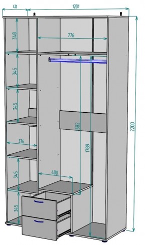 Шкаф с зеркалом Ольга H54_M в Приобье - priobie.mebel24.online | фото 2