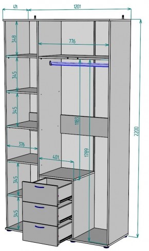 Шкаф с зеркалом Ольга H57_M в Приобье - priobie.mebel24.online | фото 2