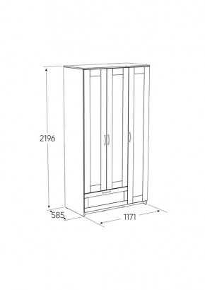 Шкаф СИРИУС трехдверный с одним выдвижным ящиком, цвет Белый в Приобье - priobie.mebel24.online | фото 2