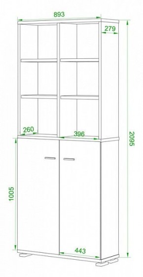 Стеллаж комбинированный Домино Лайт ПУ-30-4 в Приобье - priobie.mebel24.online | фото 2