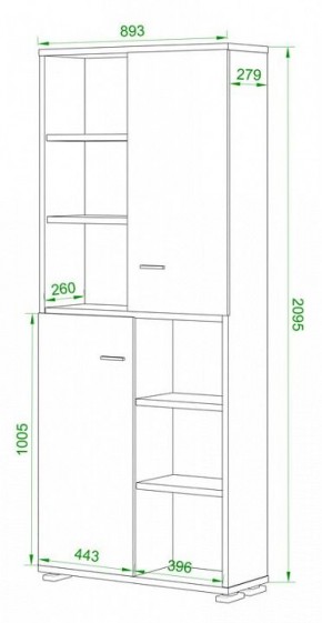 Стеллаж комбинированный Домино ПУ-30-2 в Приобье - priobie.mebel24.online | фото 2