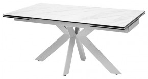 Стол BELLUNO 160 MARBLES KL-99 Белый мрамор матовый, итальянская керамика/ белый каркас, ®DISAUR в Приобье - priobie.mebel24.online | фото 1