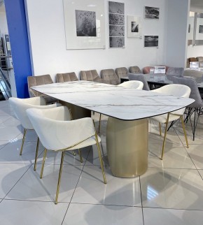 Стол BRONTE 220 KL-188 Контрастный мрамор матовый, итальянская керамика/ Шампань, ®DISAUR в Приобье - priobie.mebel24.online | фото 3