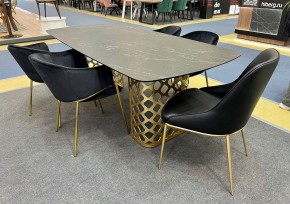 Стол CHIAVARI 220 KL-116 Черный мрамор матовый, итальянская керамика / бронзовый, ®DISAUR в Приобье - priobie.mebel24.online | фото 2