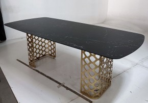 Стол CHIAVARI 220 KL-116 Черный мрамор матовый, итальянская керамика / бронзовый, ®DISAUR в Приобье - priobie.mebel24.online | фото 4