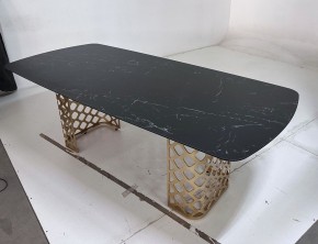 Стол CHIAVARI 220 KL-116 Черный мрамор матовый, итальянская керамика / бронзовый, ®DISAUR в Приобье - priobie.mebel24.online | фото 6