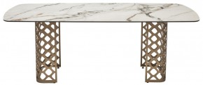 Стол CHIAVARI 220 KL-188 Контрастный мрамор матовый, итальянская керамика / Шампань, ®DISAUR в Приобье - priobie.mebel24.online | фото 8
