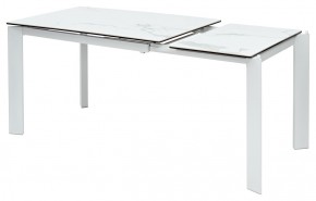 Стол CORNER 120 HIGH GLOSS STATUARIO керамика, стекло/ белый каркас, ®DISAUR в Приобье - priobie.mebel24.online | фото 3