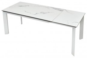 Стол CREMONA 140 HIGH GLOSS STATUARIO Белый мрамор глянцевый, керамика/ белый каркас, ®DISAUR в Приобье - priobie.mebel24.online | фото 5