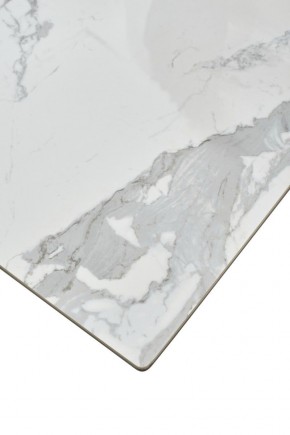 Стол CREMONA 140 HIGH GLOSS STATUARIO Белый мрамор глянцевый, керамика/ белый каркас, ®DISAUR в Приобье - priobie.mebel24.online | фото 6