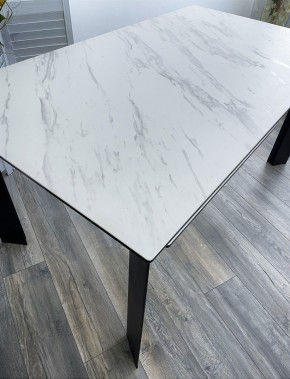 Стол CREMONA 140 KL-99 Белый мрамор матовый, итальянская керамика / черный каркас, ®DISAUR в Приобье - priobie.mebel24.online | фото 3