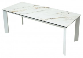 Стол CREMONA 180 KL-188 Контрастный мрамор матовый, итальянская керамика/ белый каркас, ®DISAUR в Приобье - priobie.mebel24.online | фото 9
