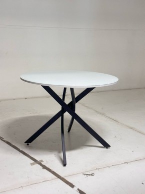 Стол ДАРИО D100 Белый, стекло/ Черный каркас М-City в Приобье - priobie.mebel24.online | фото 2